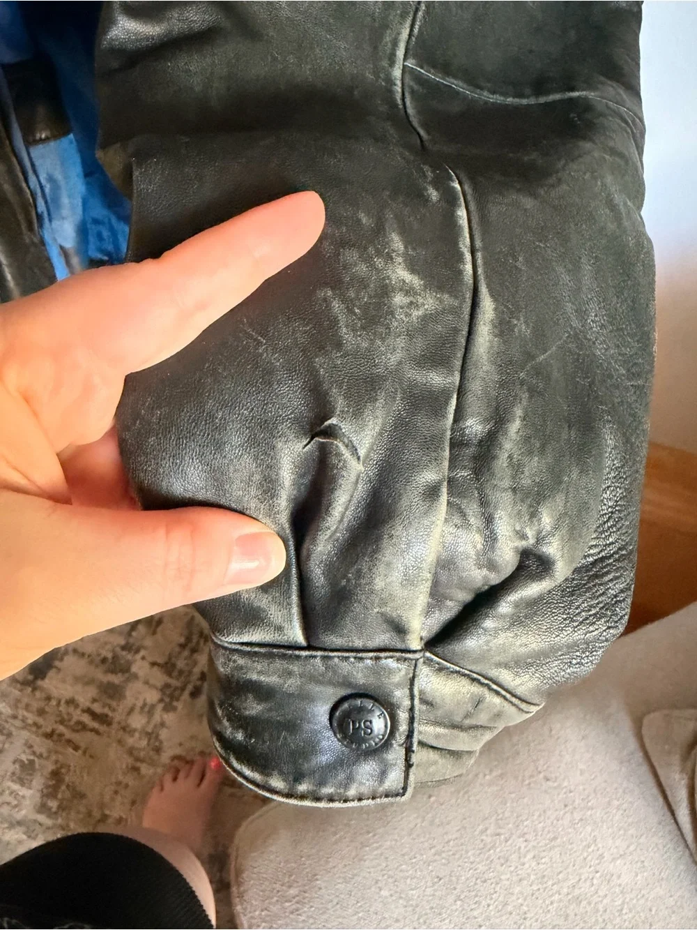 Wilson’s Leather Pelle Studio Black Leather Jacket with Blue Lining